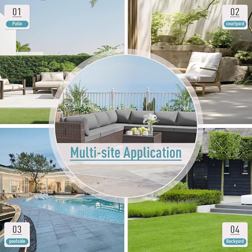 ALAULM 5 Pieces Patio Furniture Set Wicker Patio Conversation Set, Outdoor Sectional Furniture w/Coffee Table & Washable Seat Cushions-Grey