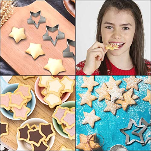 6 Pieces Star Cookie Cutters Set - Stainless Steel Five-Pointed Shaped Cutter, Biscuit Molds, Fondant Cake Cheese Cutter, Pastry Mold Bakeware Tools - Christmas Gifts (Assorted Sizes)