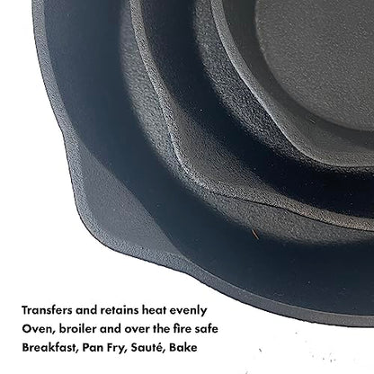 Bayou Classic 10-in 12-in & 14-in Pre-Seasoned Cast Iron Skillet Set Perfect For Searing & Braising or Baking Apple Pies and Cobblers