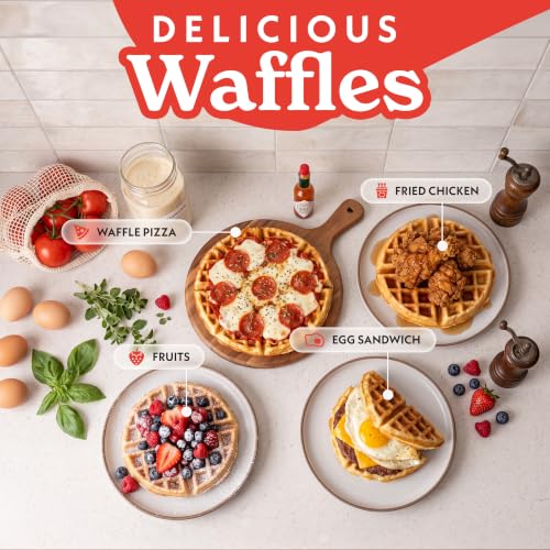 Gourmia Belgian Waffle Maker - Nonstick Cooking Plates, Stainless Steel