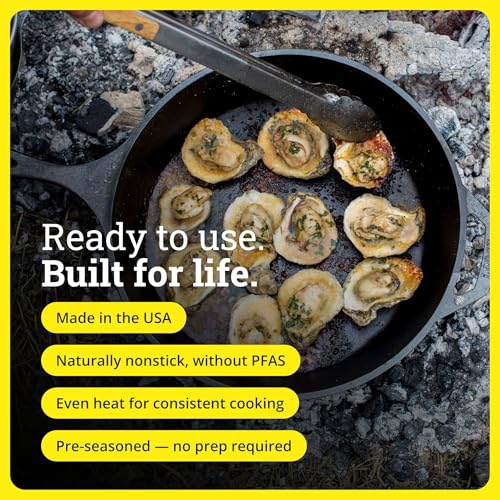 Lodge Seasoned Cast Iron Skillet 15 Inches - Frying Pan for the Stove, Grill or Campfire - Cooks Evenly - Features Easy-Grip Teardrop Handle - Non-Toxic, Nonstick & Long-Lasting