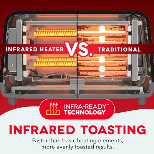 Dash Clear View Toaster | 10" Long Slot 2 Slice Toaster with See-Through Glass Window, 7 Browning Levels, Bagel, Defrost & Reheat Functions, Removable Glass Panel, Crumb Tray, Black