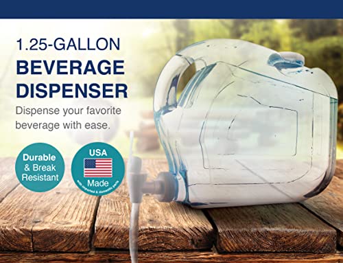 Arrow Ultra Drink Dispenser for Fridge, 1.25 Gallon - Plastic Beverage Dispenser with Spigot - Clear Space-Saving Design with Handle - Ideal for Water, Juice & Iced Tea - BPA Free - Made in USA