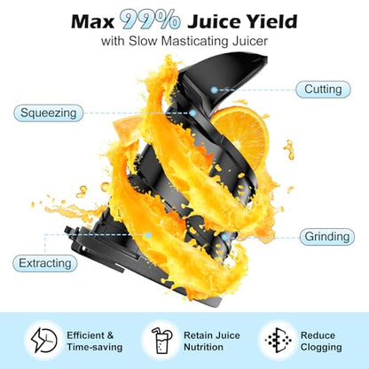Juicer Machines with 5.8" Large Chute, 2-in-1 Cold Press Juicer for Whole Vegetables Fruits 400W, Masticating juicer Easy to Clean Juice Extractor Machine for Making Nut Mike, Juice, Premium Gray