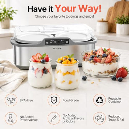 Suteck Probiotic Yogurt Maker, Two 1-Quart Containers for Larger Batches