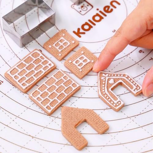 KALAIEN 3Pcs Stainless Steel Christmas Mini House Mold Gingerbread Cookie Cutter Set Cupcake Chocolate House (Small)