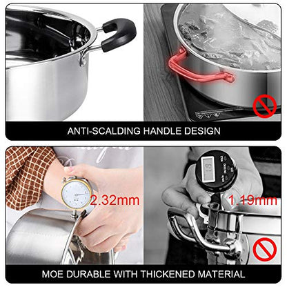 Kerykwan 304 Food Grade Stainless Steel Shabu Shabu Hot pot with Divider&Lid for Induction Cooktop Gas Stove Dual Sided Soup Cookware
