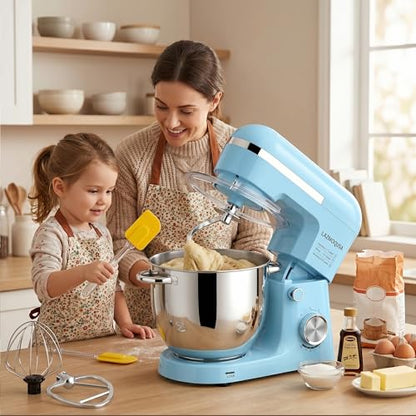 LAZMOQUSA Stand Mixer, 6.5 Quart, 660W, Tilt-Head Food Mixer with 10+ Speeds, Stainless Steel, Multifunctional, for Bread Dough and Cake (Blue)