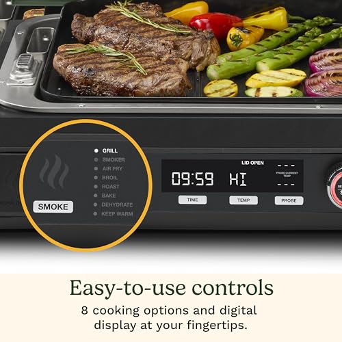 Cuisinart FlavorBoost™ 8-in-1 Outdoor Electric BBQ Grill & Portable Smoker, Air Fryer Grill Combo with Smart Probe, Smoke Drawer, 154 sq. in., Patio & Balcony Grill for Apartments, CEG-1302