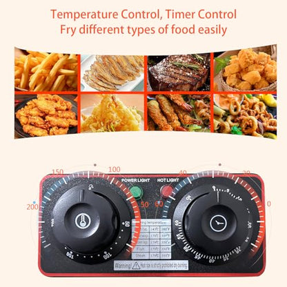 Yangbowan 3L Deep Fryer with Basket for Home, 1300W Electric Small Deep Fryer with Temperature Control, Timer Control, View Window Lid, Stainless Steel Body for Restaurant Use