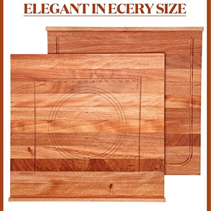 Vesici Reversible Pastry Board with Lip for Rolling Dough Large Wooden Cutting Chopping Kneading Board with Engraved Measurements for Counter Table Top Kitchen(Walnut,24 x 22.8 x 1.5 Inch)