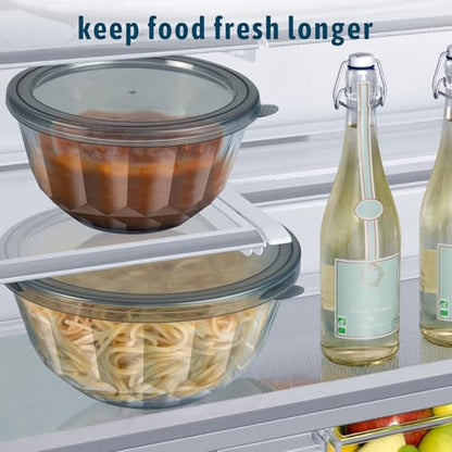 Freshmage Mixing Bowls with Airtight Lids Sets, 5 Packs Thick Glass Nesting Bowls for Kitchen Baking, Meal Prepping, Bpa Free, Dishwasher Safe, 0.5/0.8/1.6/2.7/4.4 Qt