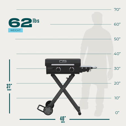 Charbroil® 22" Performance Series™ Folding Cart 2-Burner Portable Propane Gas Griddle, Black - 463711223