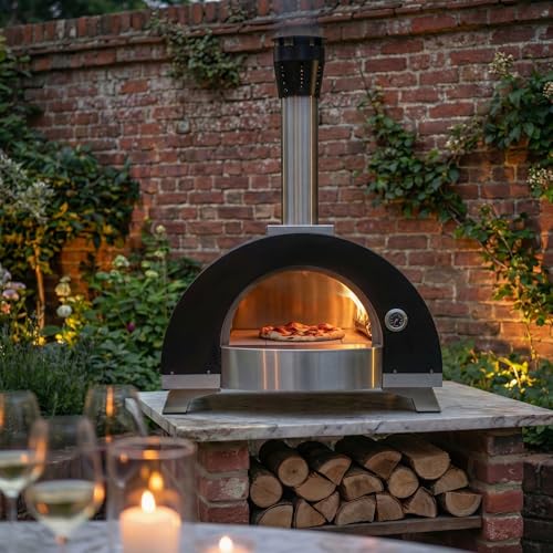 Empava Professional Wood Fired Pizza Oven Outdoor with Thermometer & Accessories, Artisan Cooking Grill for Backyard, Patio, Camping