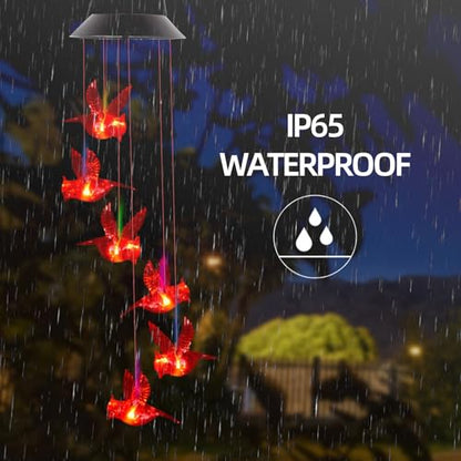 Cardinal Solar Wind Chimes for Outside, Cardinal Solar Hanging Lights Outdoor Wind Chime for Garden Patio Decor, Unique Gifts for Mother Mom Grandma Women Birthday