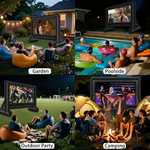 AZXRHWYGS 14 Feet Indoor and Outdoor Inflatable Blow up Mega Movie Projector Screen with Carry Bag for Front and Rear Projection