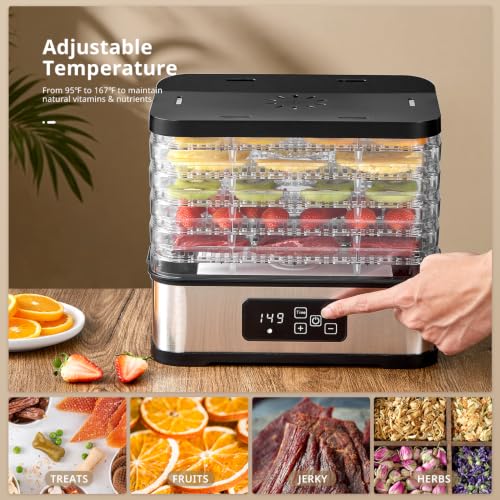 5‑Tier Compact Food Dehydrator with Temperature & Time