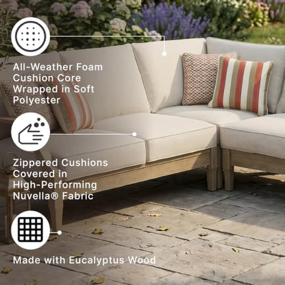 Signature Design by Ashley Clare View 3-Piece Wood Patio Sectional, Beige