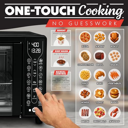Gourmia French Door Air Fryer Toaster Oven – 6-Slice Capacity, FryForce 360°, Digital Display with 17 Cooking Presets, Black