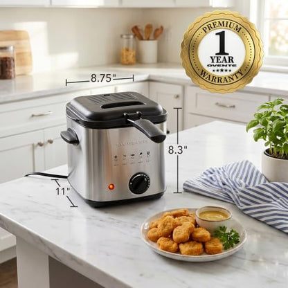 OVENTE Electric Deep Fryer, 1.5L Capacity, 800W, Silver FDM1501BR