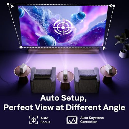 Aurzen Roku TV Smart Projector with Wifi and Bluetooth, D1R Cube Roku Streaming Experience Built-in, Sealed Optical Engine, 1080P FHD, DoIby Audio, Portable Mini Projector for Home/Outdoor Movies