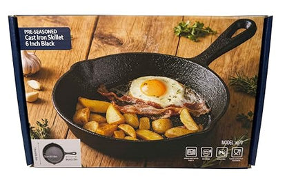 Pre-Seasoned Cast Iron Skillet, Black, 6 Inch Mini Frying Pan with Handle