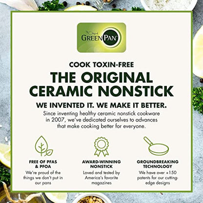 GreenPan Chatham Hard Anodized Healthy Ceramic Nonstick, 3QT Saucepan Pot with Lid, PFAS-Free, Dishwasher Safe, Oven Safe, Gray