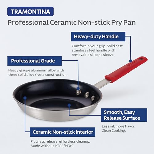 Tramontina Professional 14-Inch Ceramic Non Stick Extra Large Frying Pan, Heavy-Gauge Aluminum Skillet with Ceramic Nonstick Coating, Dishwasher and Oven Safe, Black
