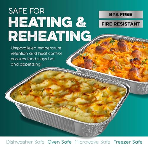 Aluminum Pans With Lids 9x13 [10 Sets] Aluminum Foil Pans Trays With Lids - Half Size Tin Foil Disposable Pans For Baking, Roasting, Cake Serving Dishes, Catering Supplies, Steam Table Chafing