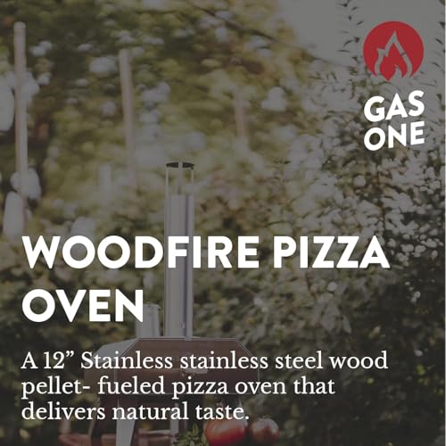 GasOne PZW-12A Pizza Ovens Wood Pellet 12” Pizza Oven Cooking Pizza Maker Portable Stainless Steel Pizza Grill - Portable Party, Tailgating, Backyard, Camping