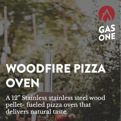 GasOne PZW-12A Pizza Ovens Wood Pellet 12” Pizza Oven Cooking Pizza Maker Portable Stainless Steel Pizza Grill - Portable Party, Tailgating, Backyard, Camping