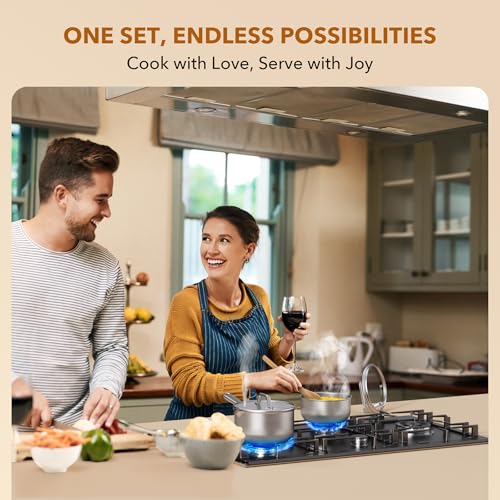 PekGema Stainless Steel Saucepan 2.5 Quart with Glass Strainer Lid, Tri-Ply Construction, Dual Pour Spouts, Measurement Marks, Stay-Cool Handle, Dishwasher & Oven Safe, All Cooktops Compatible