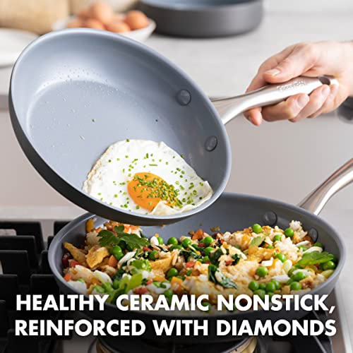 GreenPan Lima Hard Anodized Healthy Ceramic Nonstick 12 Piece Cookware Pots and Pans Set, PFAS-Free, Oven Safe, Gray
