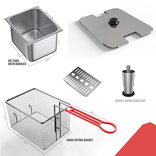 EGGKITPO Deep fryers Commercial Deep Fryer 12L x 2 Large Dual Tank Electric Countertop Fryer for Restaurant with 2 Frying Baskets and Lids, 1800W x 2, 120V