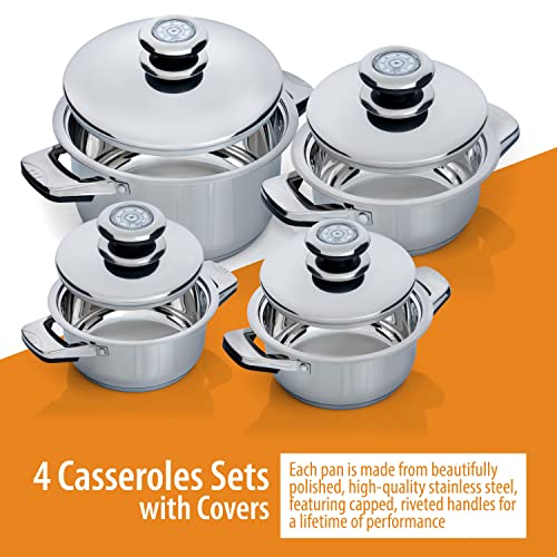 28 Piece 12-Element, Heavy-Gauge Stainless Steel Cookware Set