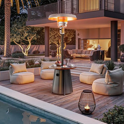 Pamapic 50,000 BTU Outdoor Heaters for Patio with Round Table Design, Premium 304 Stainless Steel Burner, Triple Protection System Propane Patio Heater for Porch Garden, Residential & Commercial Use