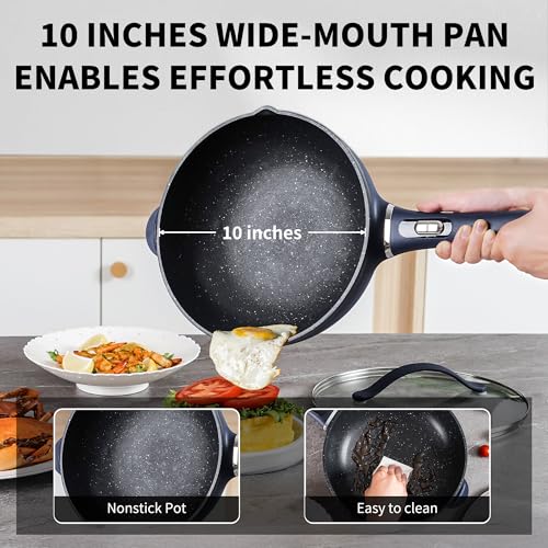 AUTUCU 3-Quart Electric Hot Pot & wok Nonstick with Steamer | Electric Skillet 1200W for Dorm, Home, Gifts (Includes Silicone Spatula) Multi-Cooker