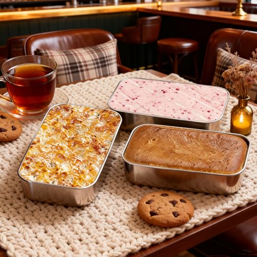 Enjamyo 6 Pack Loaf Pans, 9 x 6 Inch Loaf Pans Set, Stainless Steel Baking Bread Pans for Homemade Meatloaf Cake Brownies Lasagna, Oven & Dishwasher Safe(Silver)