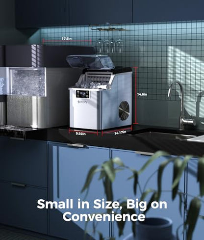 ecozy Portable Ice Cube Maker Countertop, 45 Lbs/Day, Self-Cleaning