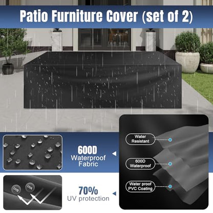 Aoxun 12 Pieces Patio Furniture Set Wicker Rattan Outdoor Sectional Conversation Set with Coffee Table and 4” Thickened Cushions, Gray Blue(Waterproof Cover Included)