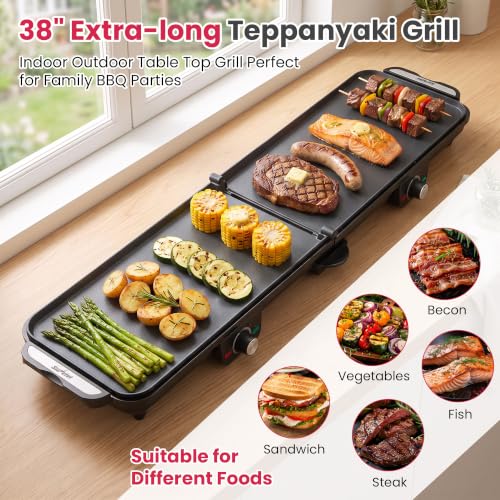 Sunvivi 38'' Extra Large Electric Griddle - Foldable Grill Nonstick Plate