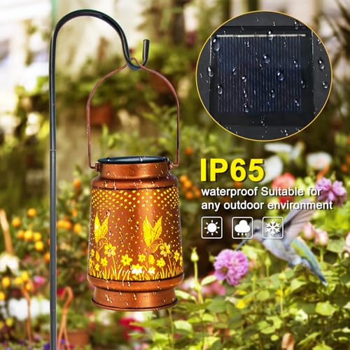 Mothers Day Gifts, 2 Pack Hummingbird Birthday Gifts for Women Mom Grandma Solar Lanterns Outdoor Waterproof Garden Decor Hanging LED Decorative Light for Patio Yard Lawn Gardening Gifts