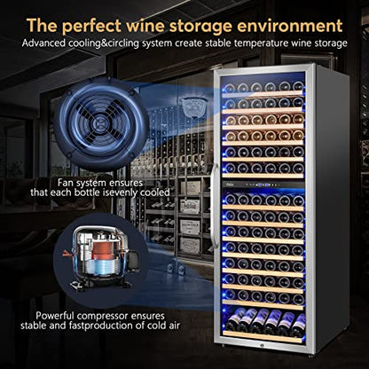 Velieta 24 Inch Wine Cooler Fridge Dual Zone, Professional Large Capacity High Wine Refrigerator with Powerful Compressor, Quiet Operation and Elegant Design-KMHJ408D