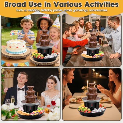 16oz Chocolate Fountain, 3-Tier MINI Chocolate Fondue Fountain with 6PCS Fondue Fork and Removal Tray for Treats/Fruits/Nuts