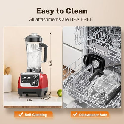 1800W Blender for Smoothies, Countertop Blenders for Kitchen with 70 Oz BPA-Free Pitcher and 20 oz To-Go Cup, 28000 RPM High-Speed Motor Blender for Ice Crushing, Frozen Drinks, Milkshakes (Dark Red)