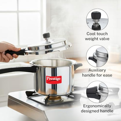 Prestige Popular Aluminum Pressure Cooker, 5 L, Silver