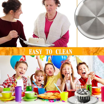 Norcoin 16 Pieces Stainless Steel Pizza Pans 12 Inch Pizza Pans Bulk Round Bakeware Oven Pizza Trays for Baking Roasting Restaurant Home Kitchen Healthy Rust Free Dishwasher Easy Clean