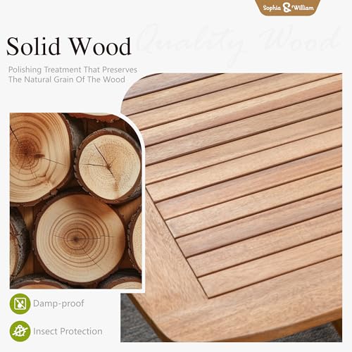 Sophia & William Patio Outdoor Table and Chairs Set, Patio Dining Sets for 8, 9 Pieces Patio Table Set for Backyard Deck Porch Outside, Acacia Wood Table Expandable with Hole and Chairs