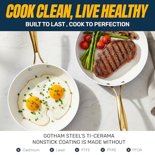 GOTHAM STEEL 12 Inch Non Stick Frying Pans Nonstick Skillet, Ceramic Pan for Cooking Non Toxic, Nonstick Frying Pan Skillets with Stay Cool Handle, Fry Pans, Oven and Dishwasher Safe - Navy