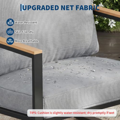 Garvee 4 Piece Patio Furniture Set, Outdoor Sectional Conversation Set Grey